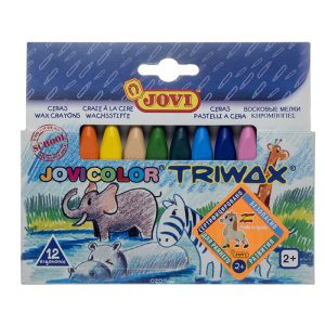 Kredki świecowe Jovicolor trójkątne, 12 kolorów